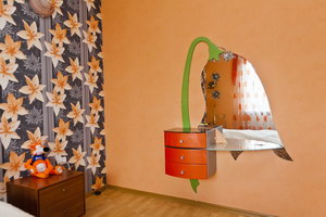 В этой спальне тематику мебели задали.... обои